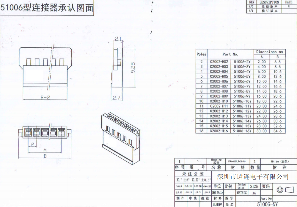 51006單排空中對接2.0間距端子線